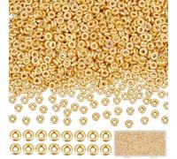 SOFPLATE 1 Box 1500Pcs 6mm Flat Round Spacer Beads Gold Rondelle Bead 2mm Hole Plastic Disc Charm Heishi Bead Spacers for Bracelets Beading Necklaces Earrings Jewelry Making Slider Stopper DIY Crafts