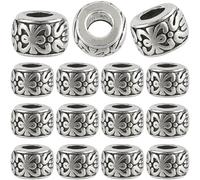 SOFPLATE 1 Box 150Pcs 8mm Large Hole Spacer Beads Silver European Rondelle Bead Bulk Antique Tibetan Alloy Metal Column Barrel Charm Beads for Bracelets Earrings Necklace jewellery Making Snake Chain