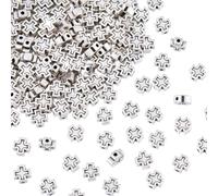 SOFPLATE 1 Box 150Pcs Antique Silver Metal Cross Beads Small Crucifix Spacer Beads Tiny 8x8mm Alloy Tibetan Holy Charm Loose Spacers for Jewellery Making Finding Bracelets Necklaces Keychain DIY Craft