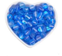 SOFPLATE 1 Box 150Pcs Blue Matte Glass Beads 8mm Aurora Beads Small Frosted Round Ball Crystal Glass Moonstone Mermaid Loose Spacer Bead for Jewelry Making Bracelet Necklace Beading Supplies DIY Craft