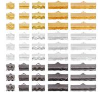 SOFPLATE 1 Box 150Pcs Gold Ribbon End Clamps Bracelet Metal Crimp Ends Iron Pinch Colorful Leather Bookmark Fastener Clasp Cords Findings for Jewellery Making Choker Bracelets Anklets Supplies Craft