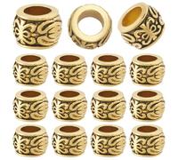 SOFPLATE 1 Box 150Pcs Large Hole Alloy Beads Gold European Spacer Bead Bulk Antique Alloy Metal Rondelle Column Barrel Charm Loose Beads for Bracelets Beading Earrings Necklace Jewelry Snake Chain