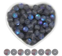 SOFPLATE 1 Box 150Pcs Matte Gray Beads Aurora Crystal Glass Beads 8mm Frosted Round Ball Mermaid Glass Moonstone Holographic Spacer Loose Bead for Jewellery Making Bracelet Necklace Supplies DIY Craft
