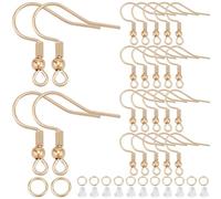SOFPLATE 1 Box 150Pcs Real 18K Gold Plated Earring Wires Stainless Steel Earring Hooks Bulk French Fish Hook Accessories with Ear Nuts and Jump Rings Ball Dot for Jewellery Making Supplies