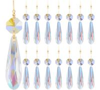 SOFPLATE 1 Box 15pcs 50mm Crystal Chandelier Drops Chandelier Replacement Crystals Clear Glass Icicle Drop Pendant Prism Hanging Chain Ornaments Kit for Bead Room Dining Room Home Wedding Decoration