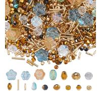 SOFPLATE 1 Box 16 Styles 270Pcs+ Czech Glass Beads Kit Bicone Beads Bulk Bohemia Rainbow Mix Rocailles Flower Teardrop Matte Glossy Crystal Glass Spacers Set for Jewellery Making Bracelet Necklace DIY