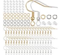 SOFPLATE 1 Box 160 Sets Fishhook Earring Hooks French Earring Wires with Earring Backs Real 18K Gold 925 Sterling Silver Stainless Steel Dangle Fish Hook Ear Findings for Jewellery Making DIY Crafting