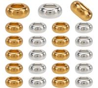 SOFPLATE 1 Box 160Pcs Large Hole Rondelle Spacer Beads Gold European Spacer Bead Bulk Tibetan Alloy Silver Loose Hole Round Stopper Beads for Bracelets Necklace Earrings Jewelry Making Crafts 6.5x3mm
