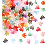 SOFPLATE 1 Box 160Pcs Random Color Glass Flower Beads Lily flower Bead Caps Crystal Tulip Trumpet Floral Crystal Loose Flower Spacer Beads for jewellery Making Supplies DIY Earrings Necklace Crafts