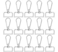 SOFPLATE 1 Box 16Pcs 1 Inch Swivel Snap Hooks D Ring Lobster Clasp Bulk Silver Alloy Metal Shiny Spring Trigger Buckle Clip Push Gate Clasps for Keychains Handbags Purse Strap Lanyard DIY Craft Making