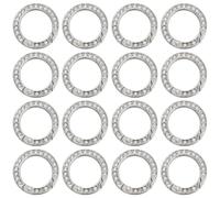 SOFPLATE 1 Box 16Pcs 28mm Rhinestone Carabiner Keychain Round Snap Ring Silver Carabiner Keyring Spring Metal O Rings Key Fob Buckles for Jewellery Making Accessories DIY Purse Bag Luggage Strap Craft