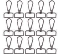 SOFPLATE 1 Box 16Pcs D Ring Lobster Claw Clasps Push Gate Clasp Bulk Alloy Metal Black Smooth Trigger Buckles Snap Hooks Keychain Swivel Lobster Clips for Keyring Strap Handbag Purse DIY Crafts Making