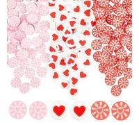 SOFPLATE 1 Box 180Pcs Valentines Day Clay Beads Heart Polymer Clay Beads 10mm Romantic White Red Pink Love Bulk Holiday Party Clay Beads for Crafts DIY Bracelets Earrings Necklaces Jewelry Making