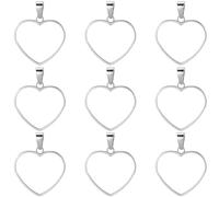 SOFPLATE 1 Box 18Pcs Hollow Heart Charm Open Back Charms 304 Stainless Steel Silver Small 26mm Bezel Epoxy Resin Frame Pendant Charm Findings for Jewellery Making Charms Bracelets Earrings DIY Crafts