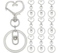 SOFPLATE 1 Box 18Pcs Silver Heart Keychain Clasp Heart Shaped Keychain Clip Bulk Alloy Metal Lobster Claw Clasps with Swivel Hook Hanging Buckle for DIY Crafts Key Ring Making Accessories Beginners