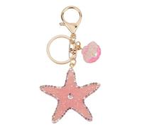 SOFPLATE 1 Box 1Pc Sea Star Bag Charm Starfish Key Chains Cute Beach Sea of Stars Ocean Alloy Acrylic Pink Keyring Rhinestone Bling Summer Purse Charms for Handbags Car Keys Party Wedding Favors Women