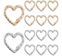 SOFPLATE 1 Box 2 Colors 20Pcs Heart Shaped Keychain Clip Heart Ring Clasp Bulk Alloy Rhinestones Gold Silver Spring Gate Heavy Duty Buckle Snap Hook for Bags Purse Keyring Jewellery Making DIY Crafts