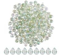 SOFPLATE 1 Box 2 Strands About 200Pcs Glass Tear Drop Bead Green Teardrop Crystal Beads Bulk 8x6mm Top Drilled Faceted Bead Charms Spacer Dangle Beads for Jewelry Making Necklace Bracelet Earrings DIY