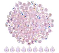 SOFPLATE 1 Box 2 Strands About 200Pcs Glass Teardrop Beads Top Drilled Crystal Beads Bulk 8x6mm Pink Vertical Hole Faceted Bead Charms Spacer Dangle Beads for Jewelry Making Necklace Bracelet Earrings