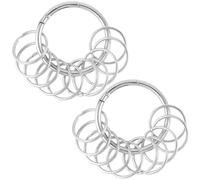 SOFPLATE 1 Box 2 Styles 22Pcs Trigger Spring O Rings Round Split Key Rings Bulk Iron Alloy Metal Bright Silver Large 60MM Snap Clip Hooks Flat Key Clasp for Keychains Bags Purses DIY Crafts Accessory