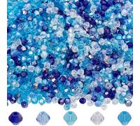 SOFPLATE 1 Box 2000Pcs 5 Colors Blue Faceted Glass Beads Glass Bicone Beads Bulk 4mm AB Color Mixed Sapphire Holiday Wholesale Crystal Bicone Beads for Jewelry Making Bracelets Necklaces Suncatchers