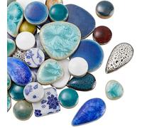 SOFPLATE 1 Box 200g Broken Ceramic Tile Irregular Mosaic Tiles Bulk Random Shapes Colorful Porcelain China Tiles Pieces for DIY Crafts Plates Flowerpots Vases Cups Home Decor Mosaic Arts Supplies