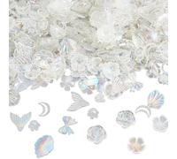 SOFPLATE 1 Box 200G Clear Shaped Beads Cute Assorted Acrylic Beads AB Color Transparent Mixed Shape Flower Bow Mermaid Tails Kawaii Charms Bulk for Jewellery Making DIY Bracelet Phone Lanyard Women