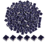 SOFPLATE 1 Box 200G Dark Blue Small Mosaic Tiles Porcelain Mosaic Pieces 1cm Square Ceramic Craft Glazed Stained Mosaic Cabochon Project for Handmade Mosaic Art Crafts Home Bathroom DIY Decoration