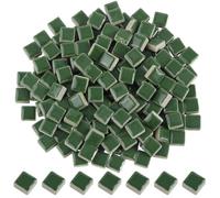 SOFPLATE 1 Box 200G Green Square Mosaic Tiles Porcelain Mosaic Pieces Craft Opaque Dark Green Small 1cm Glazed Stained Cabochons Mosaic Project Supplies for Handmade Art Crafts Home Bathroom DIY Decor
