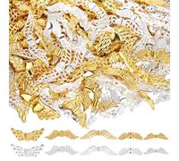 SOFPLATE 1 Box 200Pcs 10 Styles Gold Wing Spacer Beads Small Angel Beads Tibetan Style Silver Wings Alloy Vintage Fairy Metal Charm Loose Bead for Jewelry Necklace Xmas Keychain Beadable Pen DIY Craft
