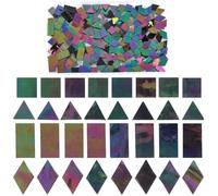 SOFPLATE 1 Box 200Pcs 4 Styles Triangle Glass Mosaic Tiles Stain Glass Mosaic Pieces Iridescent Rainbow Colorful Square Rectangle Rhombus Cabochons for Handmade Arts Crafts Project DIY Decorations