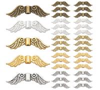 SOFPLATE 1 Box 200pcs 5 Colors Angel Wings Beads Small Butterfly Wing Bead Tibetan Style Antique Gold Silver White Fairy Spacers Bulk for Jewellery Making Bracelet Necklace Supplies Christmas DIY