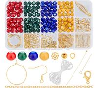 SOFPLATE 1 Box 200Pcs 8mm Glass Beads Bulk Bracelet Making Kit Crystal Beads Red Blue Green Gold Glass Bead Kits for jewellery Making Supplies DIY Friendship Bracelets Earrings Necklace Crafts Beginne