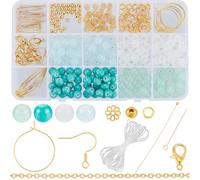 SOFPLATE 1 Box 200Pcs 8mm Glass Beads Bulk Bracelet Making Kit Crystal Beads Round Green Glass Bead Kits for jewellery Making Supplies Bead Assortments DIY Friendship Bracelets Earrings Necklace Craft