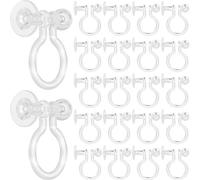 SOFPLATE 1 Box 200Pcs Clip-on Earring Converter Clear Clip on Earrings Backs Non Pierced Plastic Transparent U Type Ear Findings Flat Round Converter for Jewellery Making Supplies DIY Craft Beginner