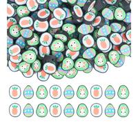 SOFPLATE 1 Box 200Pcs Easter Beads Clay Animal Beads Egg Rabbit Carrot Spring Small Holiday Family Mixed Handmade Loose Polymer Beads for Jewellery Making DIY Bracelets Necklaces Crafts Party Decors