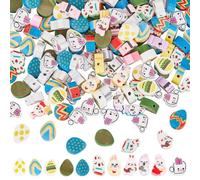 SOFPLATE 1 Box 200Pcs Easter Bracelet Beads Clay Spacer Beads Egg Rabbit Small Cartoon Handmade Colorful Animal Mixed Spacer Bead for Jewellery Making Bracelet Necklace Easter Party Accessories Crafts