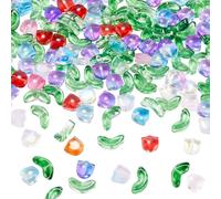 SOFPLATE 1 Box 200Pcs Glass Flower Bead Tulip Crystal Beads Bulk Colorful Transparent Spring Loose Lily flowers Glass bead for jewellery Making Beads Supplies DIY Bracelets Necklace Earrings Crafts