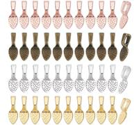 SOFPLATE 1 Box 200Pcs Glue on Earring Bails Gold Pad Bail Bulk Alloy Antique Silver Rosegold Spoon Base Blank Settings Cabochon Charms jewellery Findings for jewellery Making Supplies DIY Glass Gems