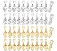 SOFPLATE 1 Box 200Pcs Gold Glue on Bails Silver Flat Pad Bail Bulk Alloy Antique Tibetan Spoon Shape Cabochon Charms Connector Hanger jewellery Findings for jewellery Making DIY Cabochons Glass Gems