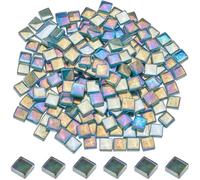 SOFPLATE 1 Box 200Pcs Iridescent Glass Mosaic Tiles Square Mosaic Tiles Bulk Crystal Cabochons Mosaic Tiles Pieces Accessories for Crafts Stepping Stone DIY Mosaic Making Picture Frames Home Decor