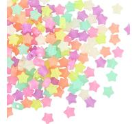SOFPLATE 1 Box 200Pcs Luminous Star Beads Glow In The Dark Beads Small Colorful Assorted Plastic Stars Pony Seed Loose Smooth Spacer Findings Accessories for Jewelry Making Bracelet Necklace DIY Craft