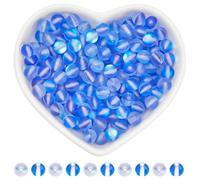 SOFPLATE 1 Box 200pcs Moonstone Glass Beads 6mm Frosted Blue Beads Round Holographic Dyed Blue Mermaid Loose Bead Bulk for Jewellery Making Women Bracelets Necklaces Birthday Diy Crafts Accessories