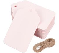SOFPLATE 1 Box 200Pcs Pink Gift Tags Blank Hanging Labels Blank Tags with String Double Sided Available Holiday Premium Paper Label Price Hang Tags for DIY Crafts Christmas Wedding Birthday Favors