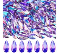 SOFPLATE 1 Box 200Pcs Pink Plastic Gems Acrylic Crystals Flat Back Valentines Day Cute AB Color Teardrop Glitter Plastic Rhinestones for Crafting Making Clothes Dress Shoes Bag Wedding Accessories