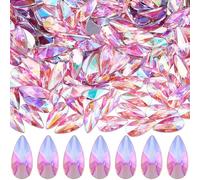 SOFPLATE 1 Box 200Pcs Purple Crystal Rhinestones Teardrop Cabochons Small Acrylic Flat Back Drop Shaped No Hole Sparkle Plastic Gems for Crafts Jewellery Making Costume Embelishments DIY Decoration