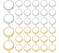 SOFPLATE 1 Box 200Pcs Round Wire Earring Hooks Gold Earring Findings Bulk Silver Lever Back Huggie French Real 24K Gold Plated Stainless Steel Earring Hooks for jewellery Making Supplies DIY Beginner