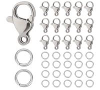 SOFPLATE 1 Box 200Pcs Stainless Steel Lobster Claw Clasps 400Pcs Open Jump Rings and Lobster Clasps Small Silver Jewellery Connectors Accessories for Jewellery Making Supplies DIY Keychain Crafts
