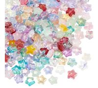 SOFPLATE 1 Box 200Pcs Star Glass Beads Bulk Crystal Star Bead Transparent Colorful Celestial Shaped Crystal Loose Bead End Caps for jewellery Making Beads Supplies DIY Bracelets Necklace Earrings Craf