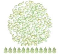 SOFPLATE 1 Box 200Pcs Transparent Teardrop Beads Glass Crystal Bead 9x6mm Water Drop Top Drilled Chandelier Charms with Glitter Loose Spacer for Earring Bracelet Necklace Jewellery Making Light Green